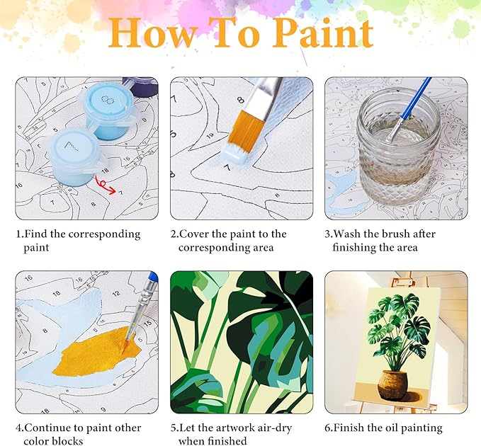 Framed Paint by Numbers Kit for Adults Beginner Plant, Adult Paint by Number Kits on Canvas Framed Potted Plant, DIY Acrylic Oil Painting by Numbers with Frame, Perfect for Home Decor 8 X 12 Inch