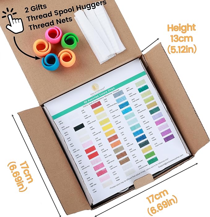 New brothread 60WT Frosty Matt Embroidery Machine Thread 50 Colors Each Spool 660Y for Embroidering Sharp Contours, Logos, Fine Lettering, Small Details Computerized Embroidery and Decorative Sewing