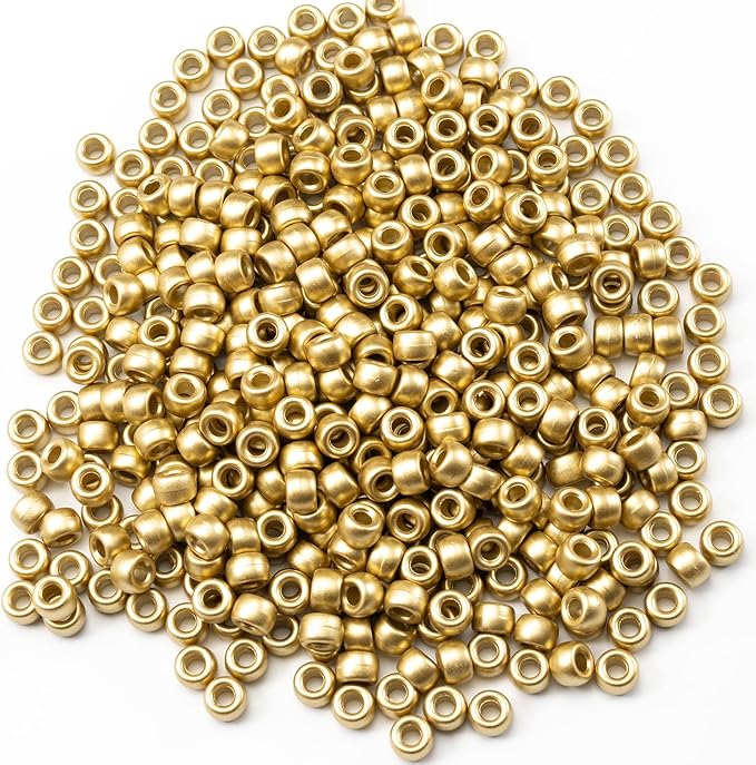 Gxueshan 1000 Pcs Acrylic Gold Pony Beads 6x9mm Bulk for Friendship DIY Bracelet Necklace Jewelry Making Earring Hair Braiding