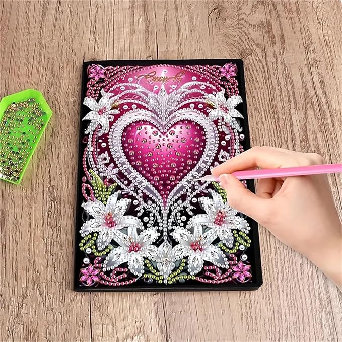 Diamond Painting Notebook for Adults, A5 Diamonds Art Journal and DIY Sketchbook, Diamond Art Kit Supplies,Gift for Beginners, Craft Lovers, Artists. (Love)