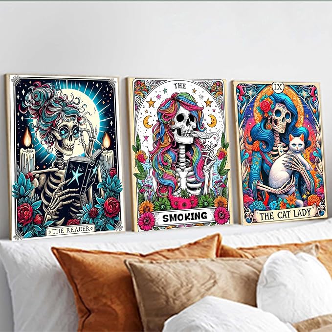 3 Pack Diamond Art Kits for Adults, Horror Skull Diamond Painting Kits for Adults, 5D DIY Round Full Drill Gothic Gem Art Paint by Diamonds Dots Crafts Kits for Home Decor Gift 12x16inch (Halloween)