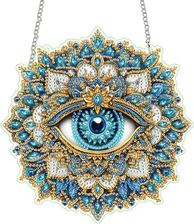 SKRYUIE Eye Hanging Diamond Art Kits for Adults Pendant Suncatcher, Special Shaped Crystal DIY Pearl Diamond Painting Kit, Gift for Mother Spring Summer Window Wreath Decor 7.88 x 7.88 Inch D1