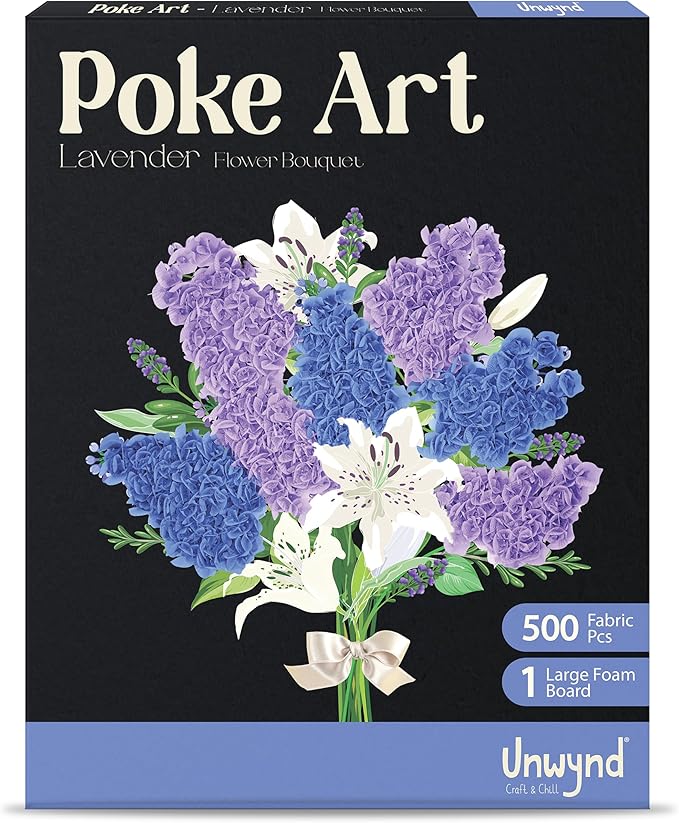 Unwynd Poke Art Lavender Flower Bouquet, Mess-Free Arts and Crafts for Adults, Teen Craft Kits, Gifts for Women and Men