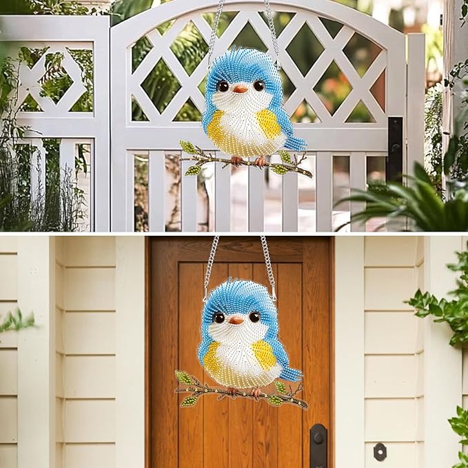 MXJSUA Special Shaped Hanging Diamond Painting Art Kits for Adults, Cute Bird 3D Crystal Rhinestone Acrylic Gem Art Pendant Ornaments Kit for Home Decoration and Gift