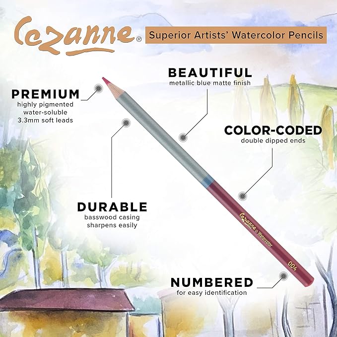 Creative Mark Cezanne Watercolor Pencil Set of 72 - Professional Artist Quality Soft Core Leads for Watercolour Painting, Coloring, Drawing, Layering, Blending, Shading, Use Wet or Dry