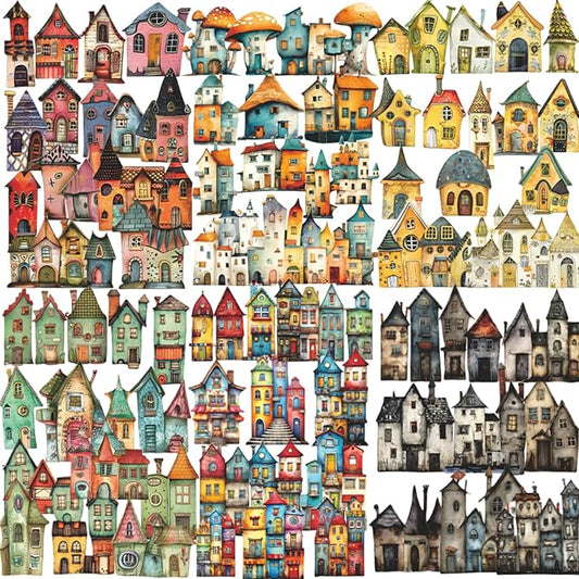 90 Pieces Aesthetic Magic Cottage Sticker Set, 6 Pack Vintage Fantasy Cottage Stickers for Scrapbooking, Journaling, DIY Crafts Arts, and Junk Journal Supplies