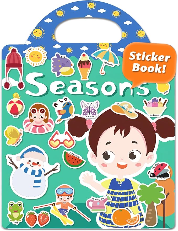 walenced reusable sticker book for toddlers, stickers for kids, toddler craft activities, toddler travel toys ages 3 and up boy girl birthday gifts