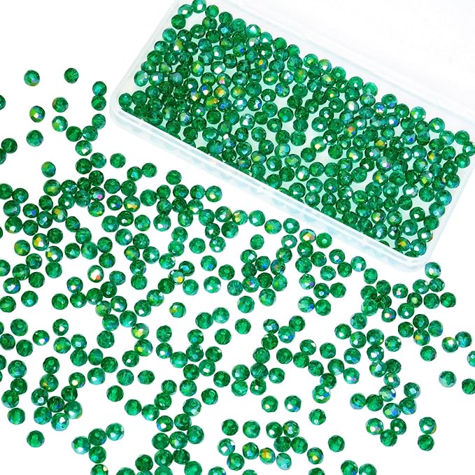 laopottbeads 500pcs 6mm crystal glass beads for jewelry making beads for bracelets necklace pendants making supplies(malachite green)