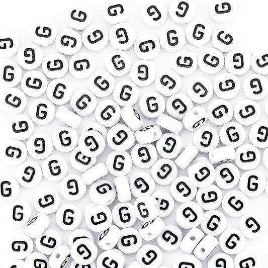 sunrica 300pcs acrylic letter pony beads for friendship jewelry making 4x7mm individual white alphabet beads kit g