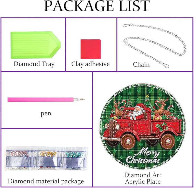 Pavemlo Hanging Diamond Art Kits for Adults Christmas Santa Claus – 8x8Inch Double-Sided Acrylic Board DIY Crystal Diamond Suncatcher Pendant, Sparkling Home Wall or Window Decoration Handmade Gift