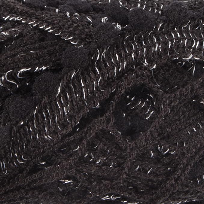 JubileeYarn Fishnet Pom Pom Yarn - 50g Mini Bonbons - Black Ice - 6 Skeins