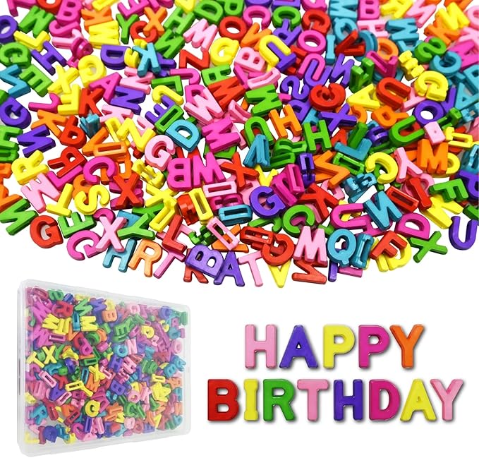 400pcs Colorful Letter Beads, Big Hole,A-Z Resin Pendants,3D Loose Beads for Jewelry Making,Key Chains,Crafts
