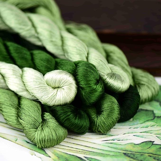 Natural 100% Silk Thread, Handmade Embroidery Thread Silk Floss 8 Colors 110m Each (45)