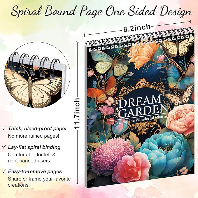 3Pcs Coloring Books for Adults Relaxation, Adult Coloring Books for Women Spiral Bound Printed On One Side, Mindfulness Gifts with 72 Patterns for Women to Relax(Mandala & Garden & Cottage)