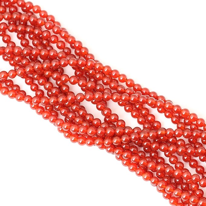 60PCS 6mm Natural Red Agate Gemstone Round Loose Beads for Jewelry Making 1 Strand 15"
