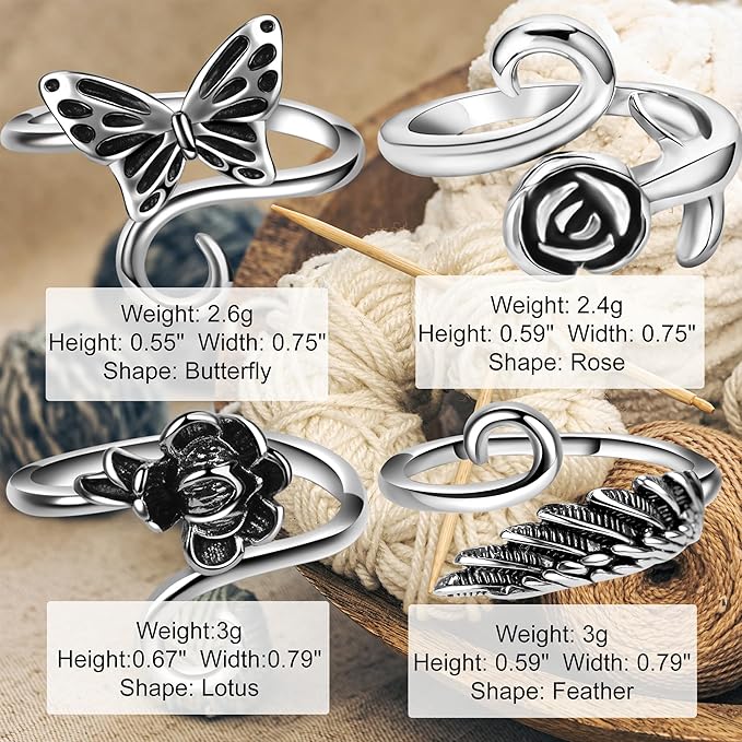 8 Pieces Crochet Tension Rings for Crocheting Yarn Guide Ring for Finger Yarn Crochet Ring Knitting Accessories