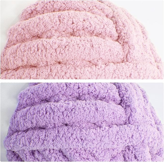 MABOZOO Assorted Chunky Yarn for Crocheting 8 Pack,Fluffy Jumbo Chenille Yarn,Soft Plush Yarn Bulky,Giant Thick Fuzzy Yarn for Hand or Arm Knitting,Pink & Purple(31.7 yds,8 oz Each Skein)