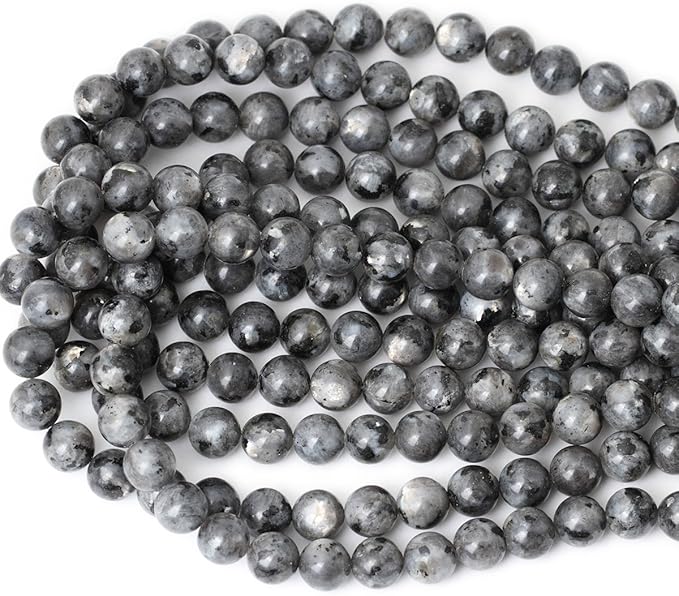 cheavian 35pcs 10mm natural black labradorite gemstone round loose beads crystal energy stone for diy jewelry making 1 strand 15"