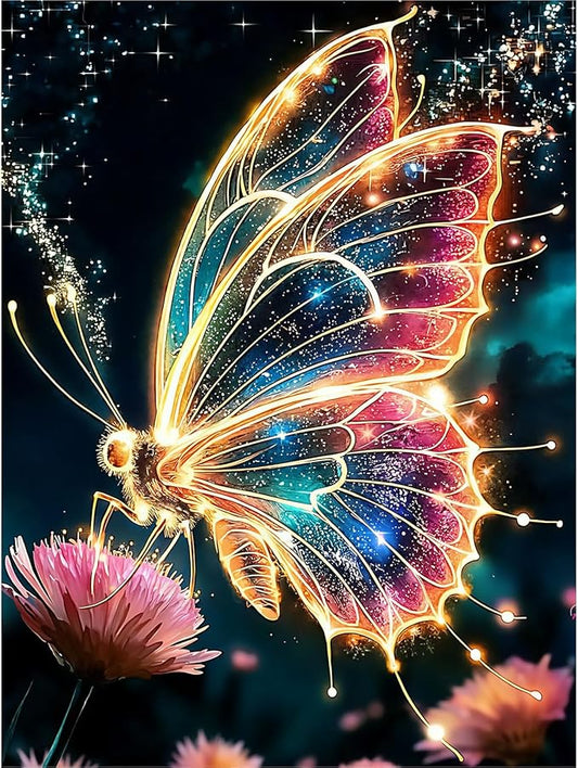 GEEHEIY Butterfly Diamond Art Kits for Adults, 5D Butterfly Diamond Painting Kits for Beginner, DIY Aniamal Gem Art Dots for Adults, Perfect for Home Wall Decor 12x16 Inch