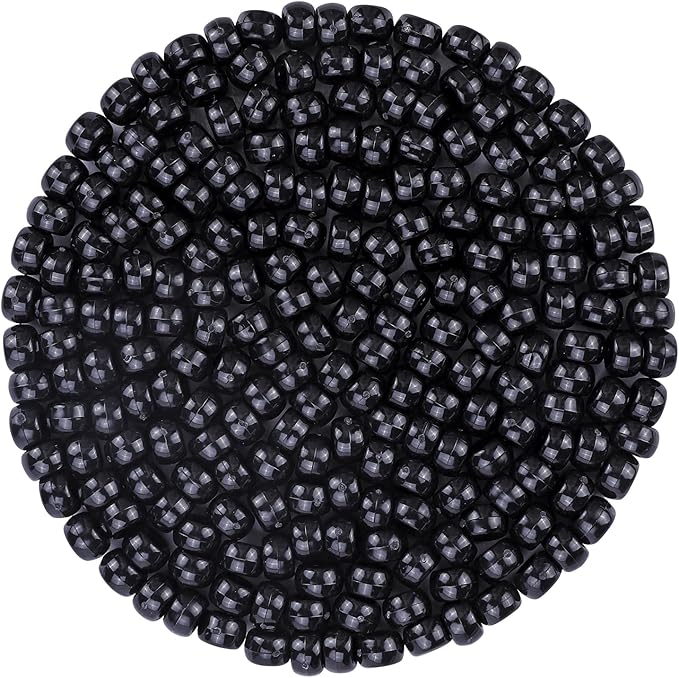 plastic pony beads for jewelry making, 1200 pieces, multi-color, 0.35 x 0.22 inch, diy craft beads for bracelets and hair braids (black)
