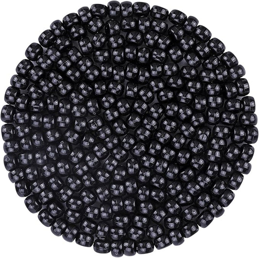 plastic pony beads for jewelry making, 1200 pieces, multi-color, 0.35 x 0.22 inch, diy craft beads for bracelets and hair braids (black)