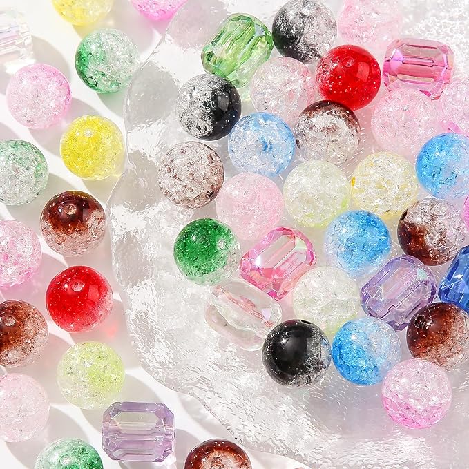 16mm Acrylic Beads,Chunk Bubblegum Beads,60pcs Beads for Pens,Shine Disco Ball Beads,Jumbo Plastic Beads for Necklace Jewelry Bracelets DIY Crafts Making (Crack Color)