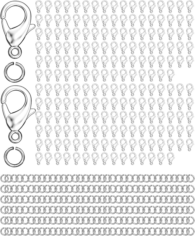 700Pcs Lobster Claw Clasps and Open Jump Rings Set, 12MM Necklace Clasp and Closures for DIY Jewelry Making Supplies