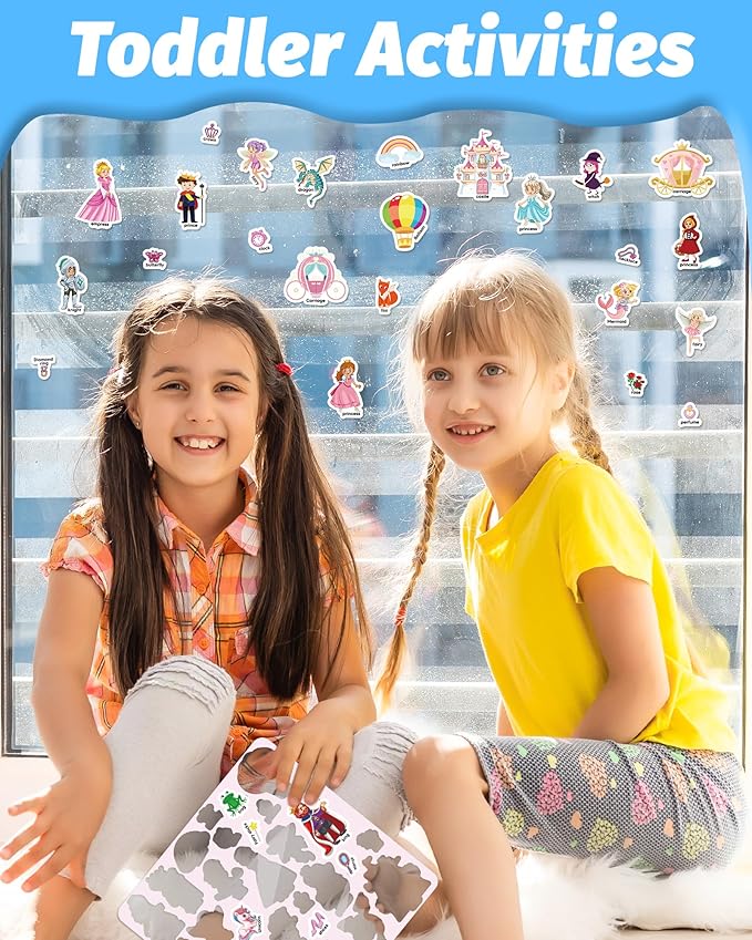 walenced reusable sticker book for toddlers, stickers for kids, toddler craft activities, toddler travel toys ages 3 and up boy girl birthday gifts