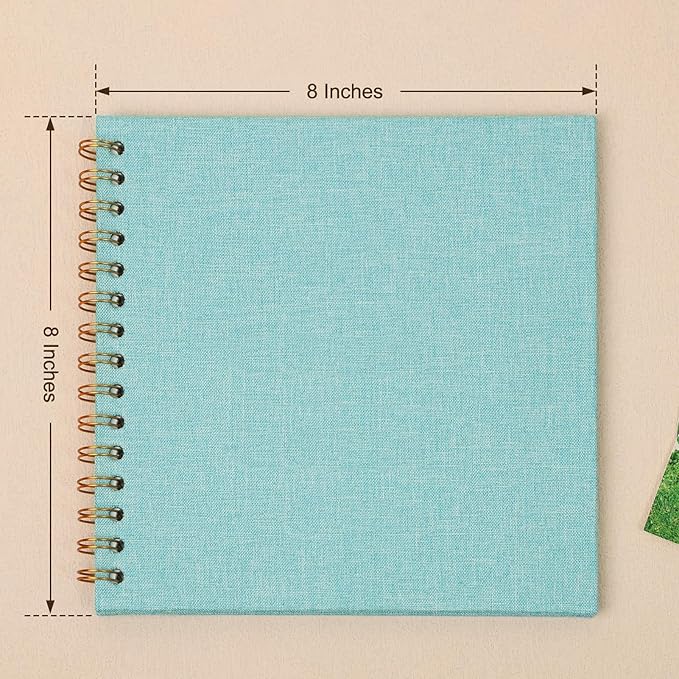 Scrapbook Photo Album 8x8 Inches 40 Pages Hardcover Kraft Paper Linen Cover Scrap Book Memory Book DIY Scrapbook Albums for Wedding Baby Boyfriend Travel Anniversary Family, LightBlue