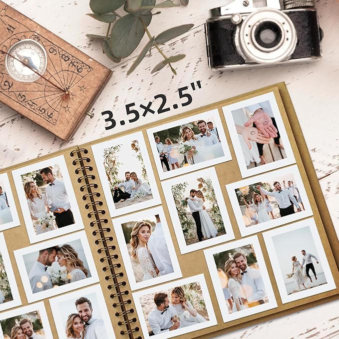 10 x 10 Inch DIY Scrapbook Photo Album Hardcover Kraft Blank Page Acid-Free, 100 Pages (50 Sheets) Memory Book for Wedding Anniversaries Family Baby Memories Small Scrapbooking Projects, Yellow