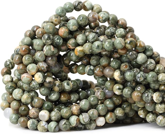 cheavian 60pcs 6mm natural aust rhyolite stone gemstone round loose beads for jewelry making 1 strand 15"