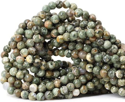 cheavian 60pcs 6mm natural aust rhyolite stone gemstone round loose beads for jewelry making 1 strand 15"