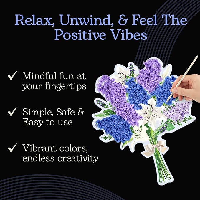 Unwynd Poke Art Lavender Flower Bouquet, Mess-Free Arts and Crafts for Adults, Teen Craft Kits, Gifts for Women and Men