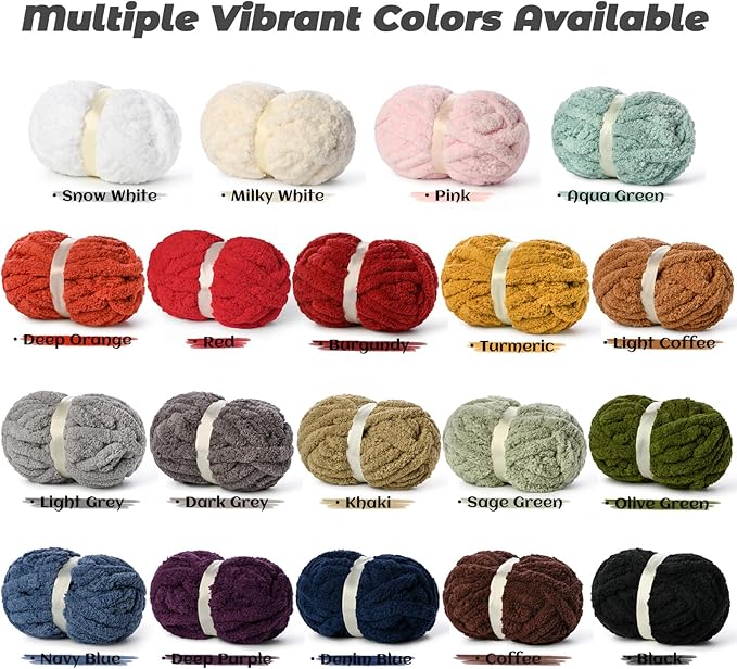 10 Pack Jumbo Chenille Yarn for Crocheting, #10 Super Bulky Baby Soft Yarn for Hand Knitting, 220 yds /70.5 oz Fluffy Chunky Knit Throw Blanket Yarn (Olive Green)