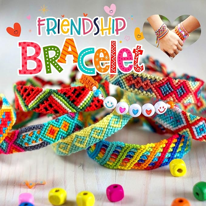 LE PAON 20 skiens Embroidery Floss，Embroidery Thread Friendship Bracelet Stitch Kit， Crafts Thread with 200beads，1 roll of Transparent Thread, 1 Bracelet Wheel，1 Threader