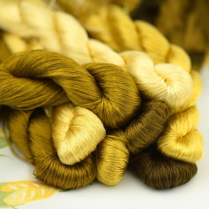 Natural 100% Silk Thread, Handmade Embroidery Thread Silk Floss 8 Colors 110m Each (21)