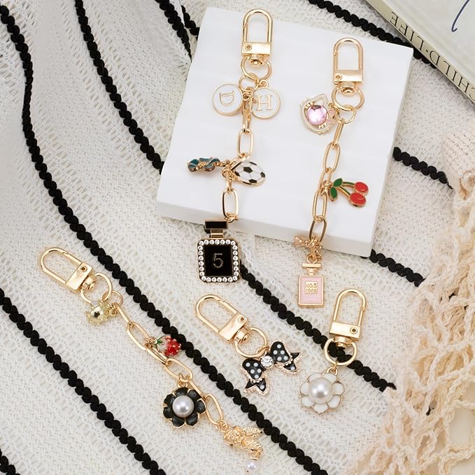 Hzopcw 6pcs Keychain Making Kit, Gold Key Ring Swivel Snap Hook Chains, Alloy Extender Keychain Bag Charm Kits for DIY Crafts Jewelry Making Handbag Purses- A Style