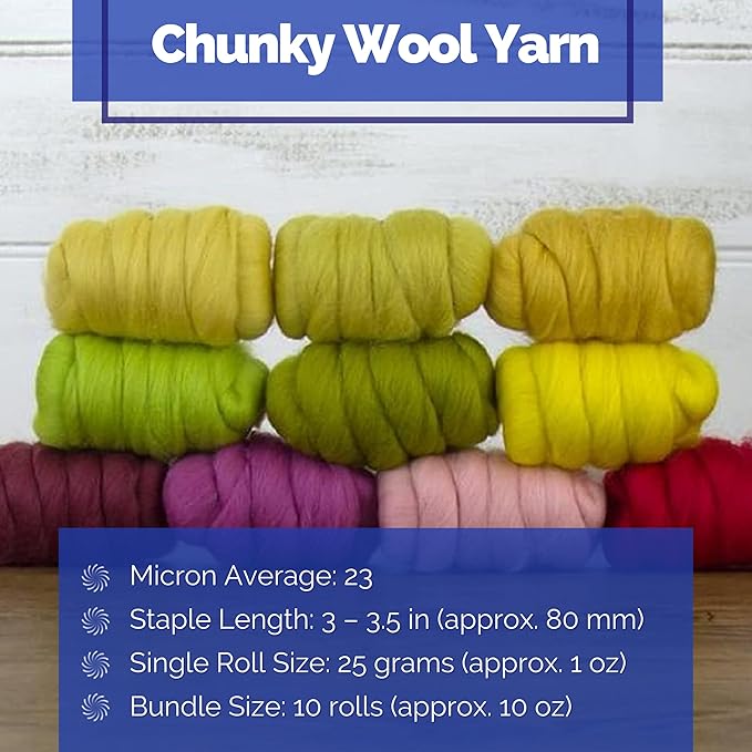 Revolution Fibers | Mixed Merino Wool Variety Pack | Perfect Wool Roving for Spinning, Needle Felting, Wet Felting, Weaving and Crafting (Spring Blossom (Multicolored), 250 Grams)