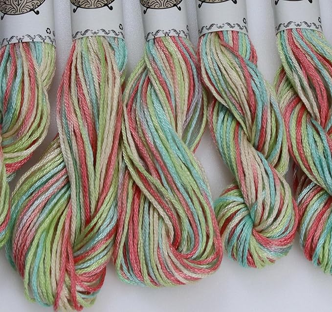 KCS Big skeins of 25 Meters Size 25 Color Variegated Cross Stitch Stranded Threads,6 skeins,4501