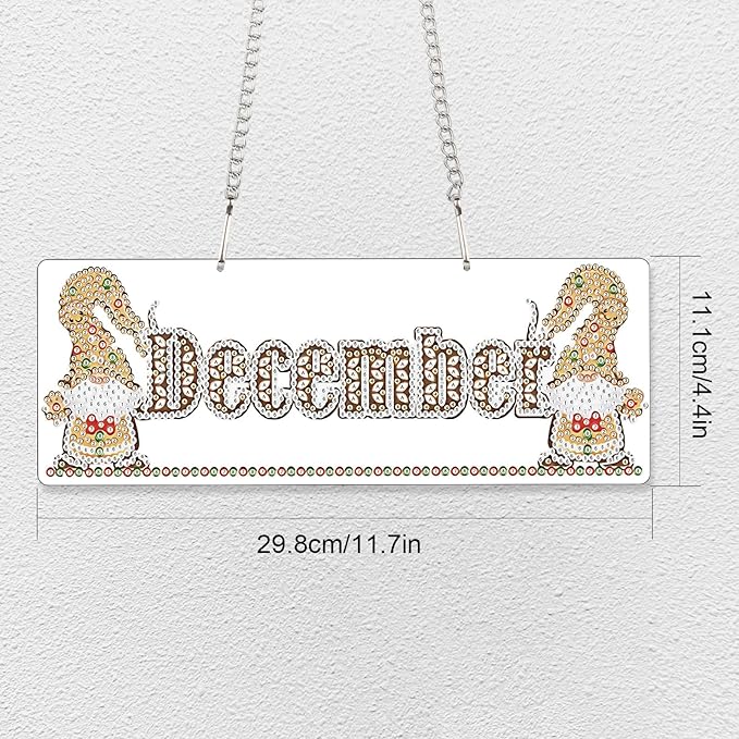 Diamond Painting Kits Hanging Pendants, DIY Crystal Rhinestone Wreath Kits, Colored Imitation Art Point Crystal Diamond Art Window Pendants Home Garden Wall Door Birthday Festival Gifts (December)