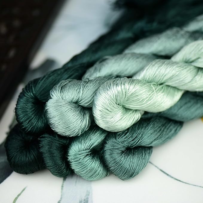 Natural 100% Silk Thread, Handmade Embroidery Thread Silk Floss 7 Colors 110m Each (47)