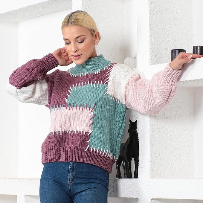Estako Megastar, (4 Skeins Pack) 75% Acrylic 25% Wool Yarn, Soft, Chunky Bulky Weight #5 for Crochet and Knitting (4 x 3.52 Oz) / (4 x 120 Yrds) (66076 - Lilac)