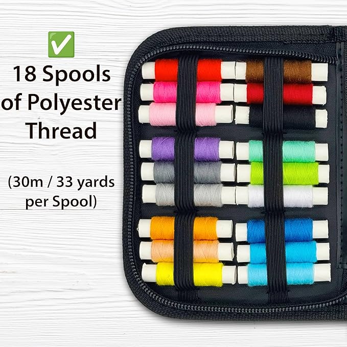 Mini Travel Sewing Kit for Beginners, Adults & Kids – Portable Clothing Repair Kit with 18 Thread Colors, Needles, Scissors & Measuring Tape for Trips, Dorms, Home, Emergency & DIY Use
