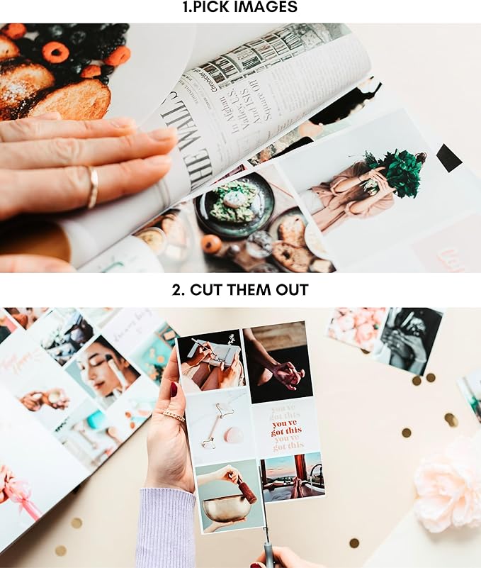 Lamare Vision Board Book - 1000+ Aesthetic Vision Board Images & Motivational Quotes, Vision Board Supplies, Vision Board Kit, Collage Book for Manifestation, Self Care & Goal Setting