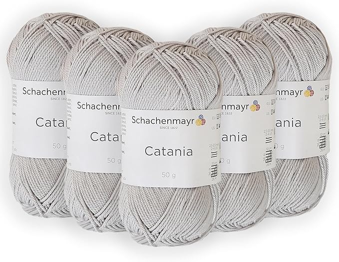 5 Skein/Pack Schachenmayr (SMC) Catania Originals Yarn, Each Ball 1.76 Oz (50gr) / 136 Yards (125 m), 100% Mercerized Cotton for Knitting and Crochet Yarn, Sport Weight, 434 - Mist