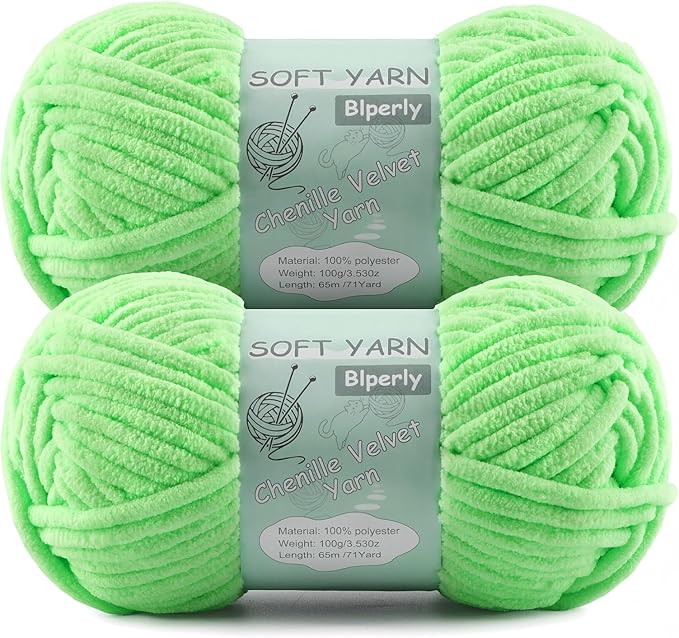 Chunky Chenille Yarn Velvet Soft Super Bulky Size 6 for Crocheting Knitting, Baby Blanket Yarn, 100g 71 Yds per Skein, Easy to Use for Scarves, Amigurumi, Crafts (2, Aqua Green)