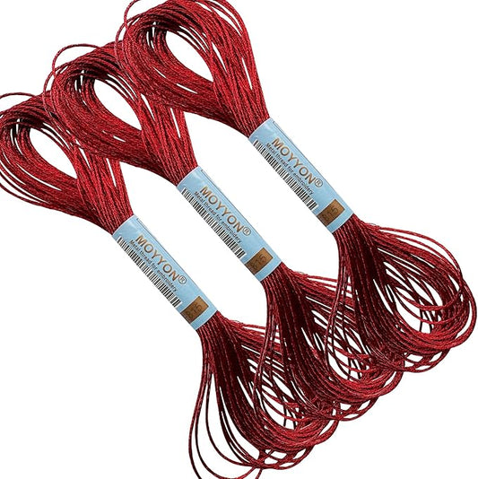 3 Skeins Embroidery Thread, Metallic Embroidery Floss Set, Polyester Cross-Stitch Threads for Hand Embroidery, String Art(E815)