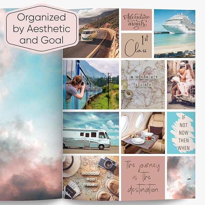 Vision Board Book for Women | 1000+ Images, Quotes & Affirmations | Tear-Out Perforated Pages + Letter & Number Stickers | Complete Vision Board Kit & Collage Clip Art Book for Goal Setting