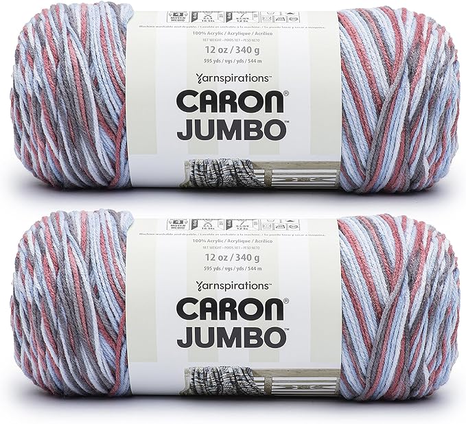 Caron Jumbo Berry Ice Yarn - 2 Pack of 12oz/340g - Acrylic - #4 Worsted (Medium) - 595 Yards - Knitting & Crochet