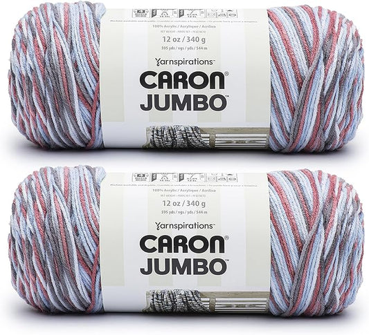 Caron Jumbo Berry Ice Yarn - 2 Pack of 12oz/340g - Acrylic - #4 Worsted (Medium) - 595 Yards - Knitting & Crochet